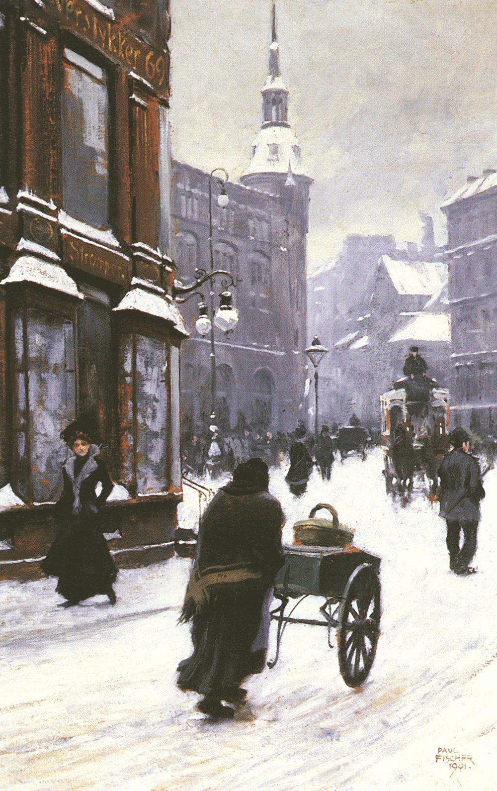 A Street Scene in Winter by Paul-Gustave Fischer