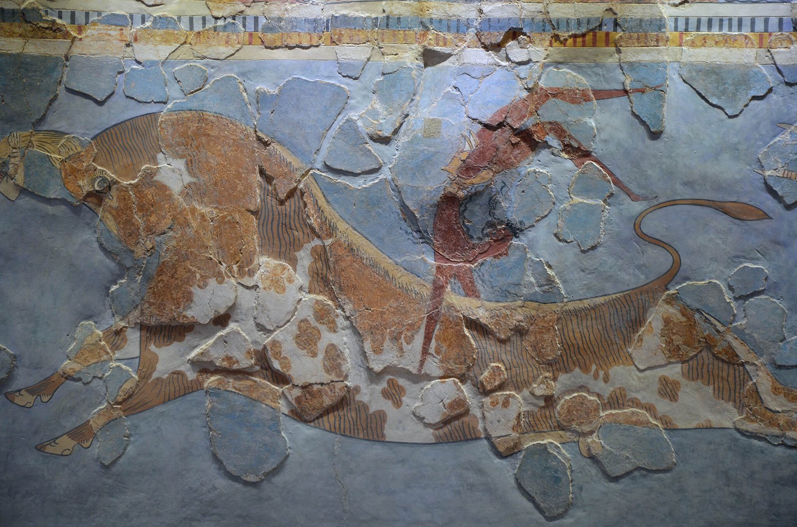 Minoan Bull Leaping fresco close-up