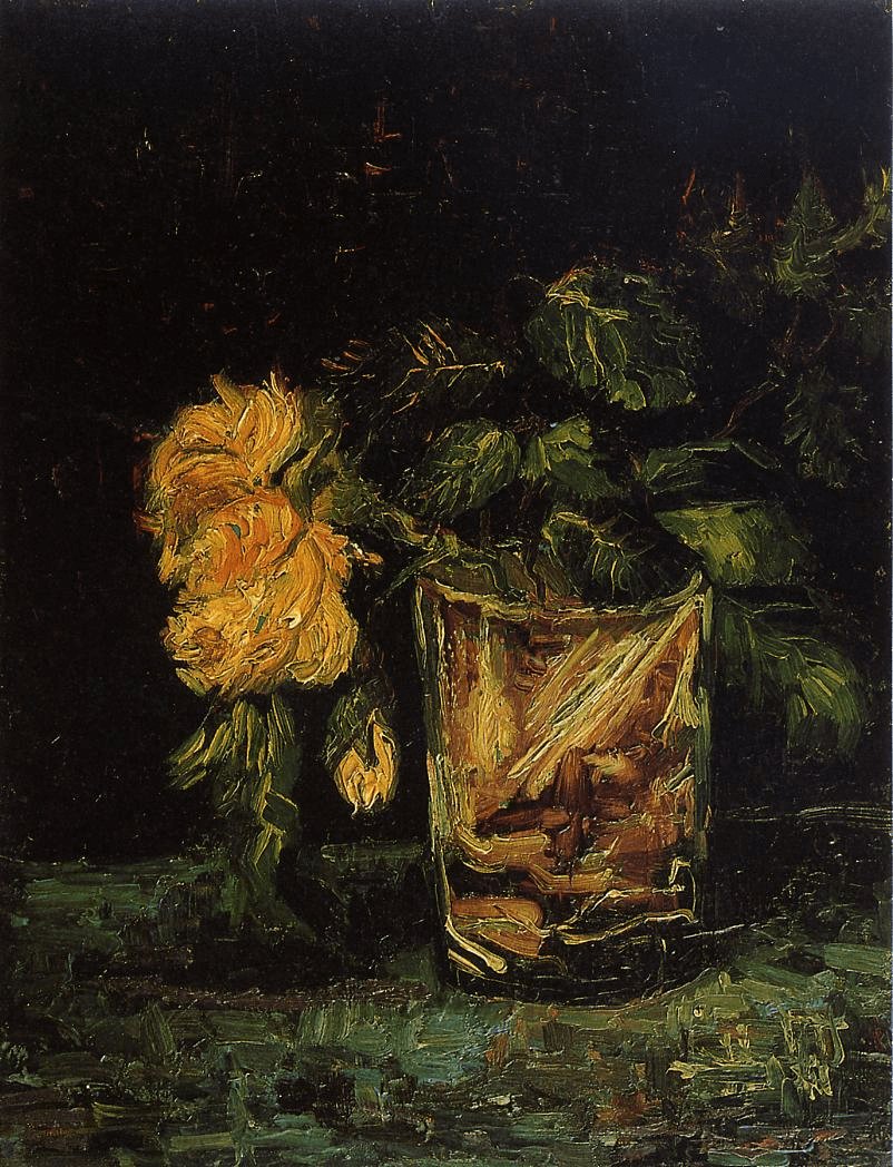 Still life Glass with Roses by Vincent Van Gogh