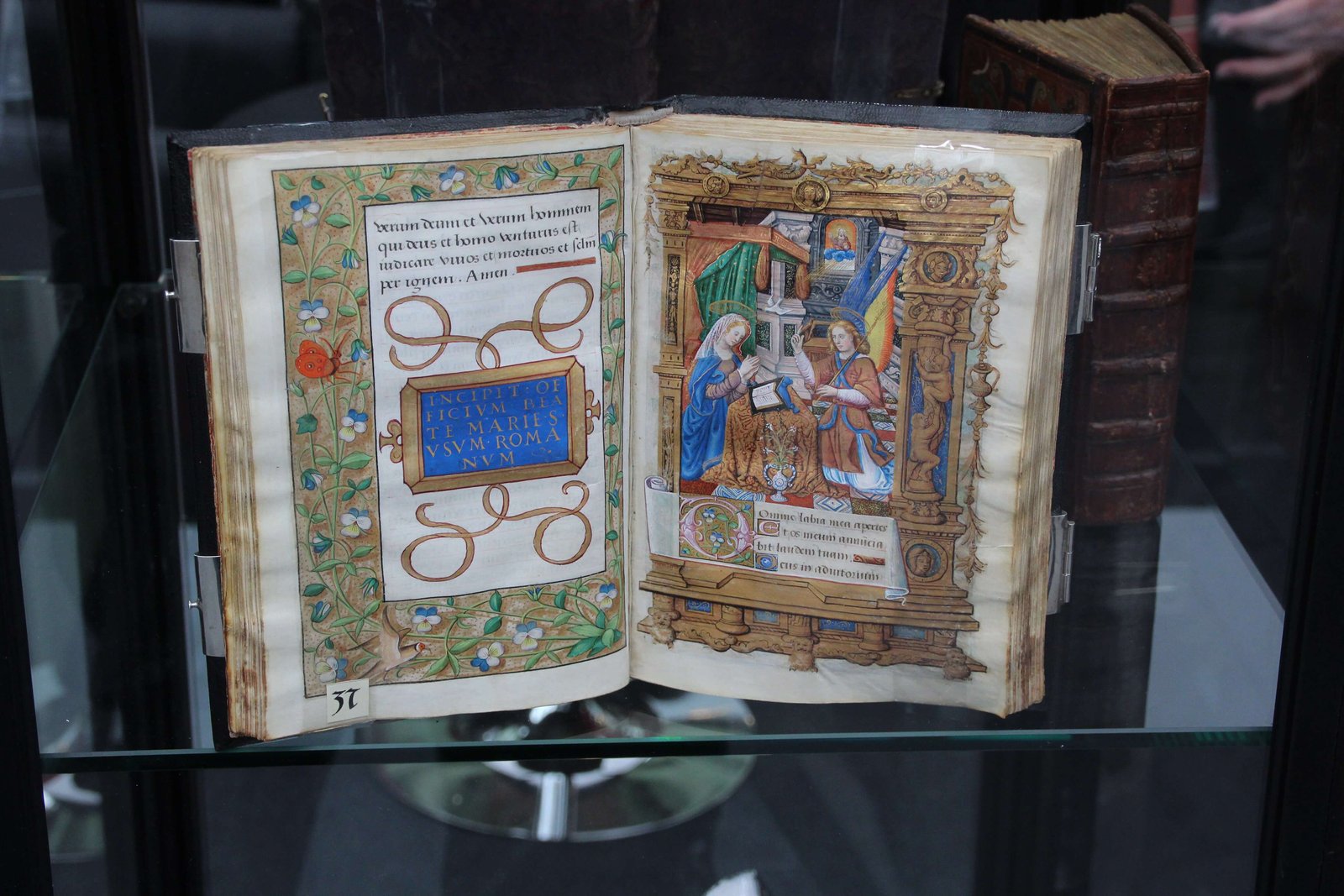 An illuminated manuscript on display