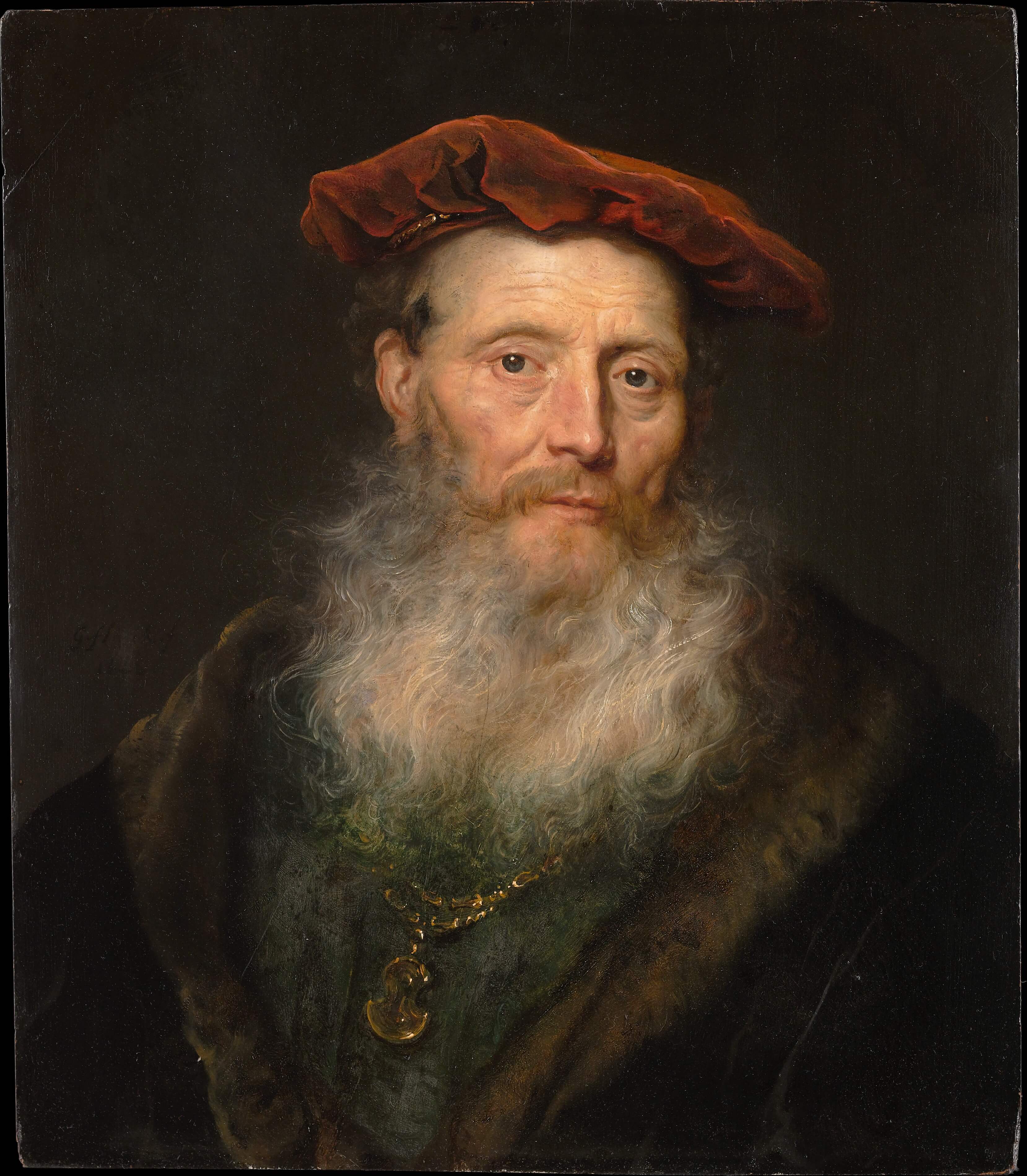 Bearded Man with a Velvet Cap by Govert Flinck Dutch Golden Age