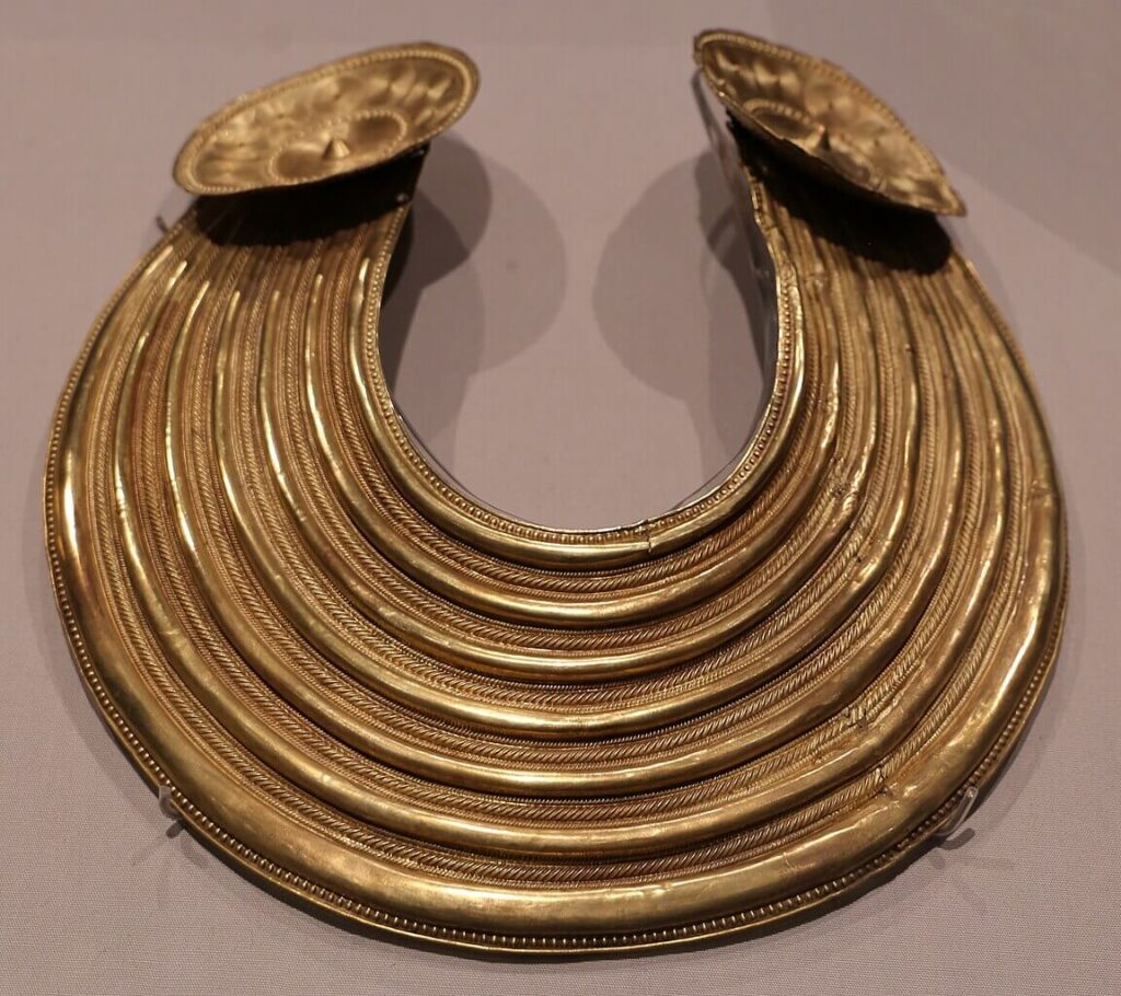 A large gold collar necklace from prehistoric Ireland