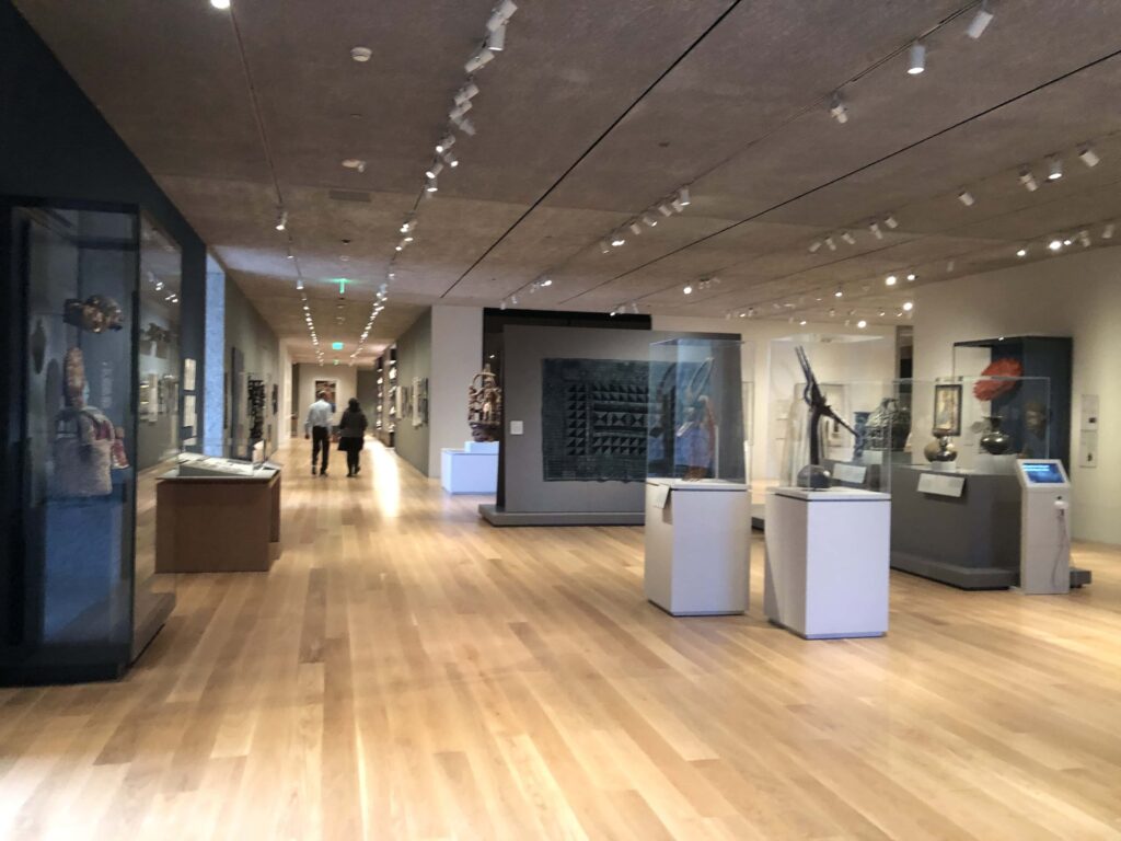 A spacious art museum gallery